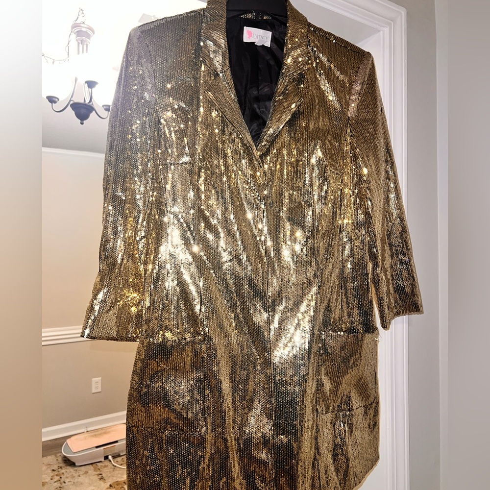 Gold sequined FABU dress!